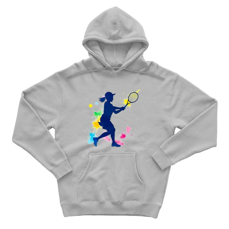 Silhouette of a Female Tennis Player Male Pullover Hoodie