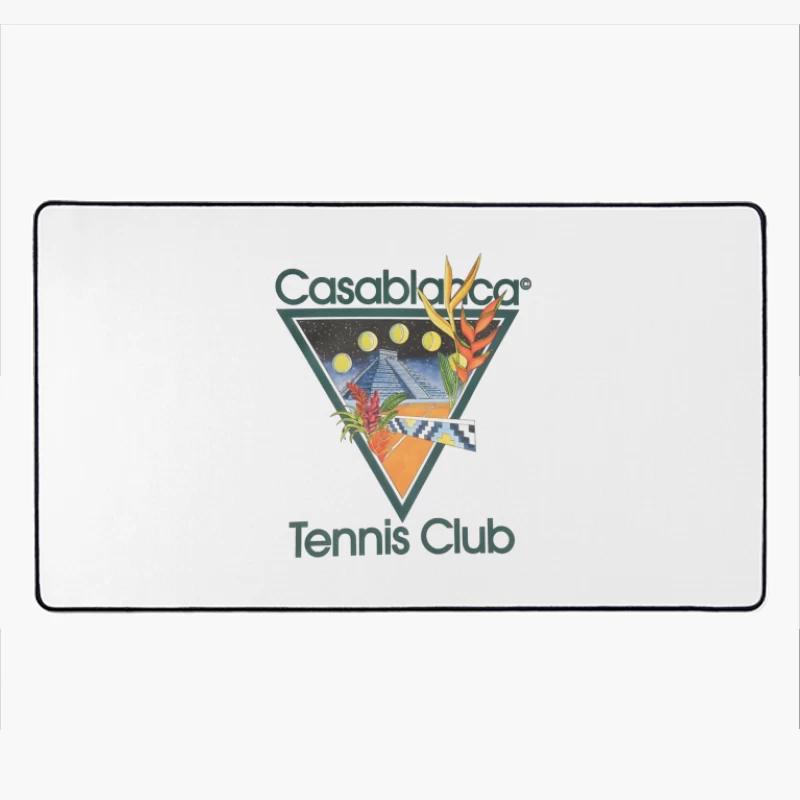 Casablanca Tennis Club Tropical Retro Logo with Mayan Motif Desk Mat