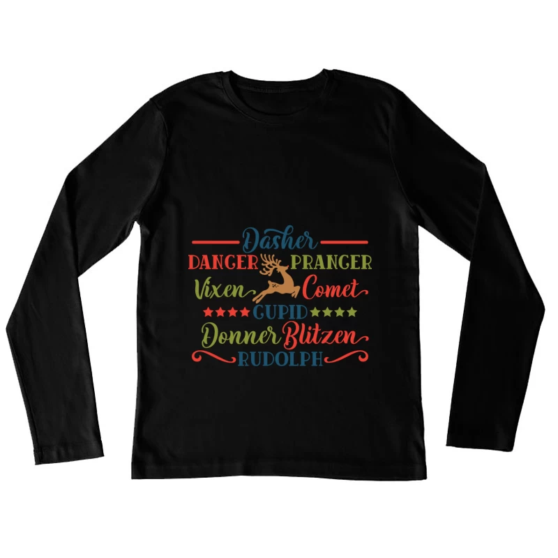 Noms des rennes de Noël Femme Manches Longues T-Shirt