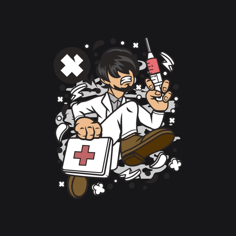 Illustration humoristique d'un médecin stressé Femme Sweat à capuche