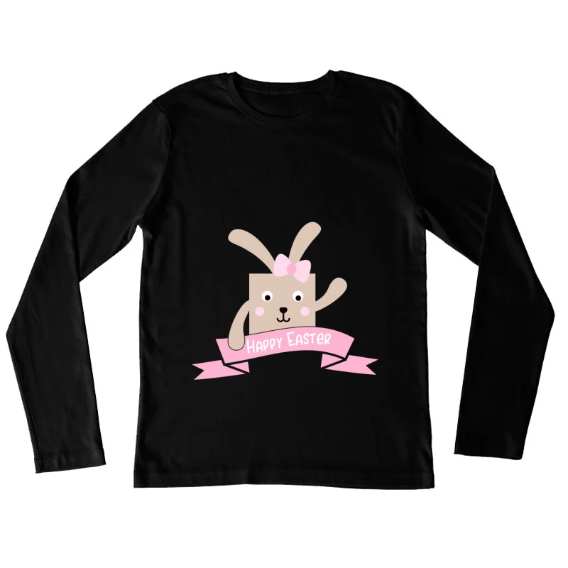 Lapin de Pâques avec Bannière Femme Manches Longues T-Shirt