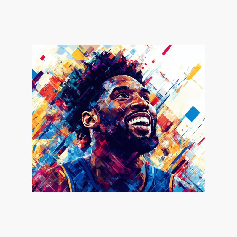 Vibrant Digital Portrait of Joyful Basketball Icon Cotton Tote Bag