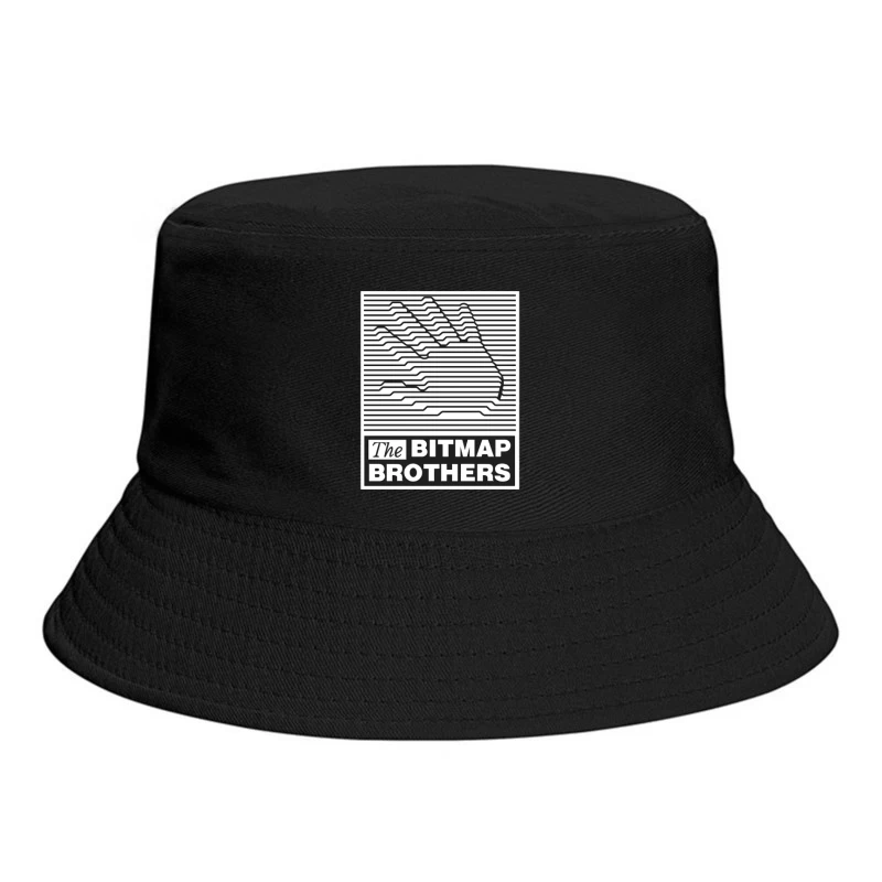 Bitmap Brothers Logo with Striped Hand Optical Illusion Bucket Hat