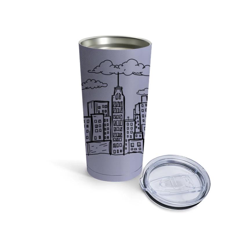 Artistic Doodle of a City Skyline Travel Mug