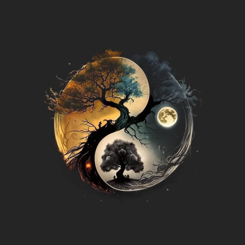 Yin Yang Tree Art Male Pullover Sweatshirt