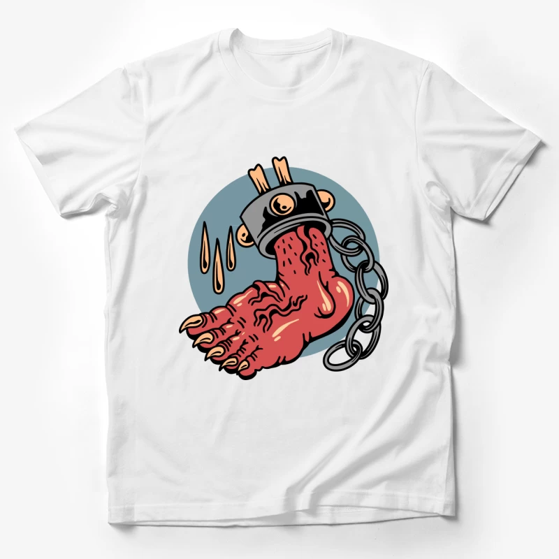 Surreal Horror Illustration of a Chain-Bound Hand Male T-Shirt