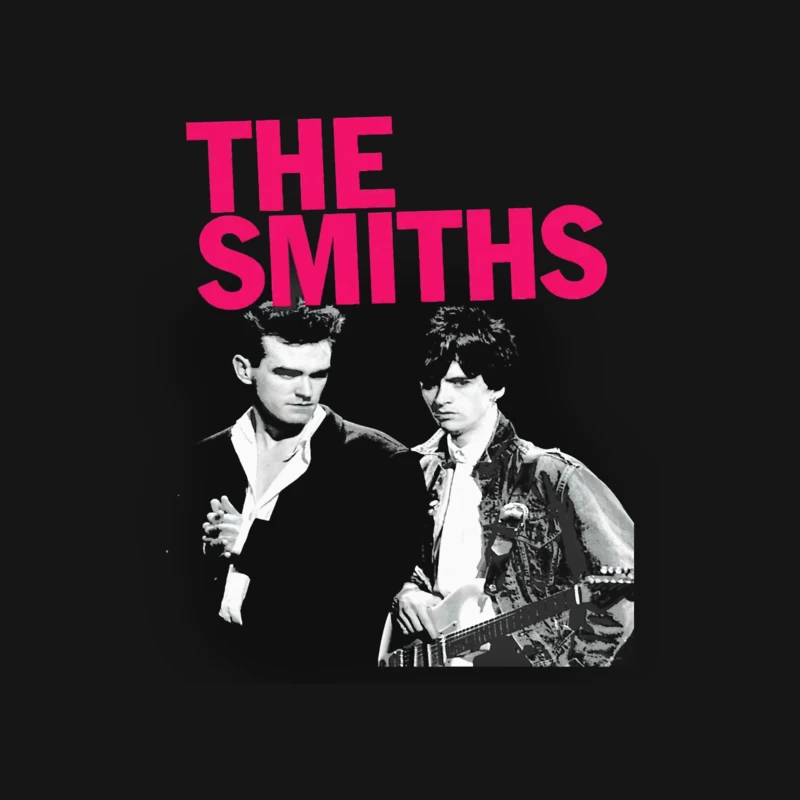 The Smiths: Iconic 1980s Indie Rock Band Portrait with Pink Logo Male T-Shirt