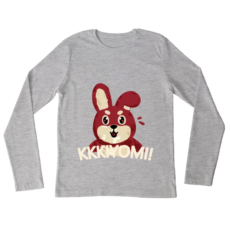 Niedlicher roter Hase Cartoon Damen Langarm T-Shirt