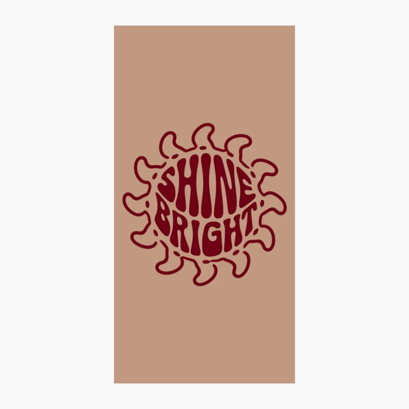 Retro Burgundy Sun Typography with Shine Bright Motivational Message iPhone Case