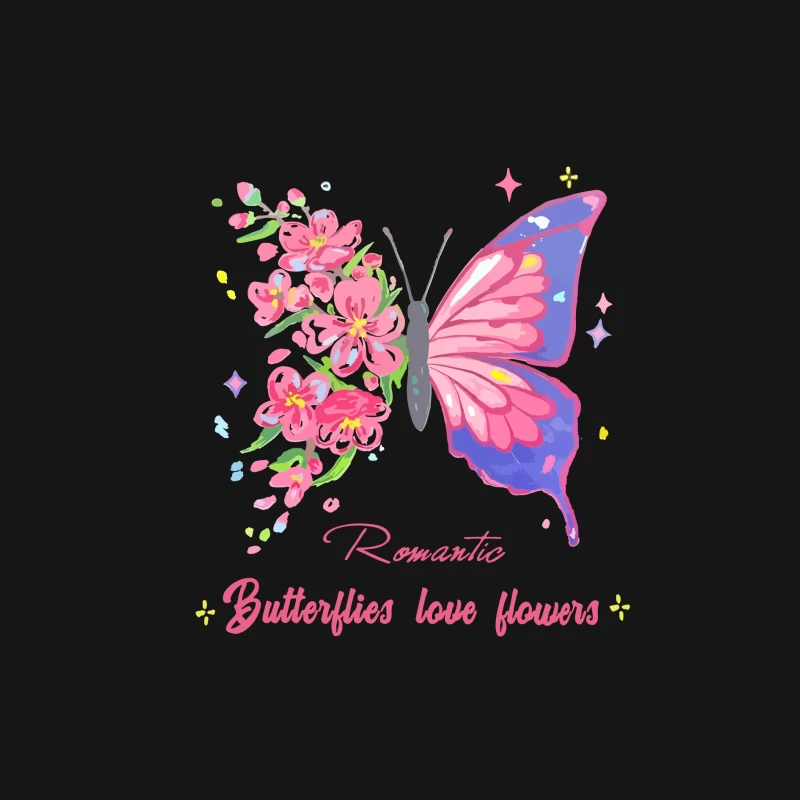 Romantische Schmetterlinge und Blumen Herren Langarm T-Shirt