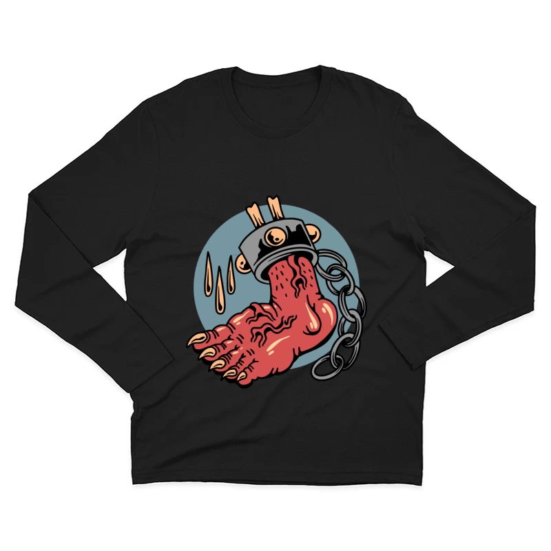 Surreal Horror Illustration of a Chain-Bound Hand Male Long Sleeve T-Shirt