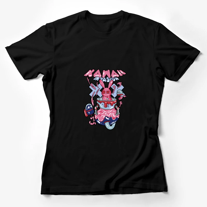 Kawaii-Invasion mit Hasenroboter Damen T-Shirt