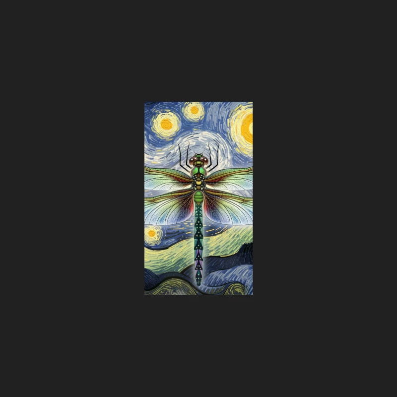 Surreal Dragonfly in Van Gogh's Starry Night Bucket Hat