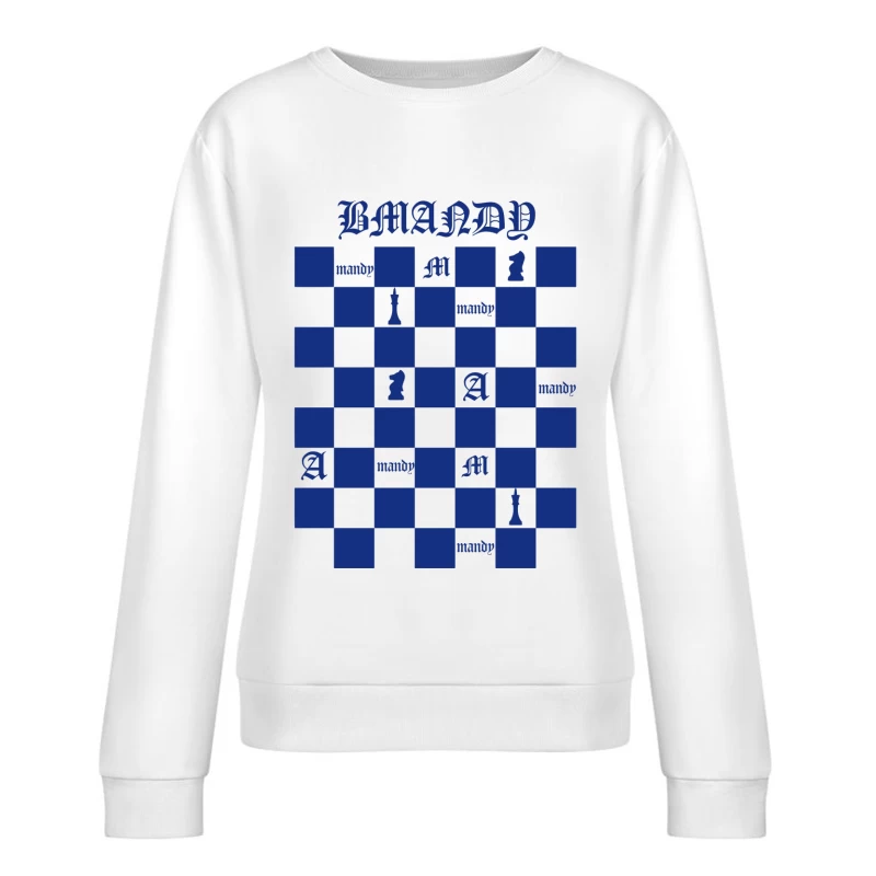 Schachbrettmuster mit Buchstaben und Symbolen Damen Pullover Sweatshirt