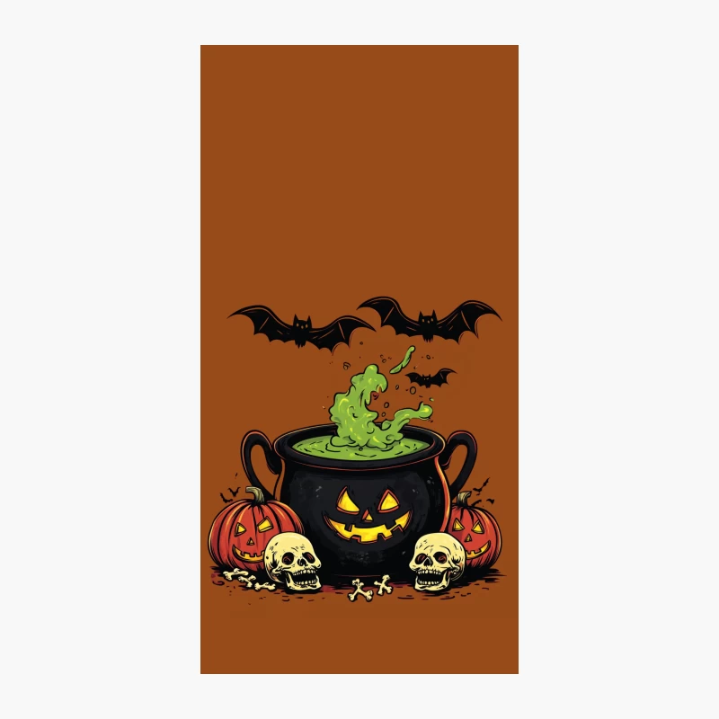 Spooky Halloween Cauldron with Bats, Pumpkins, and Skulls iPhone Case