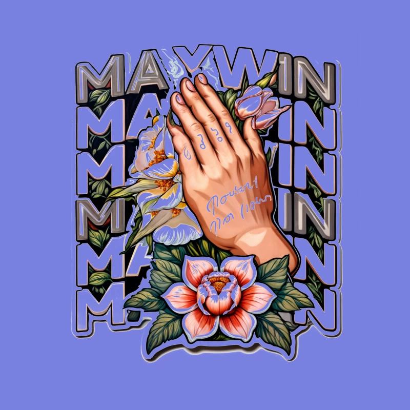 Praying Hands with Floral Design Throw Pillow