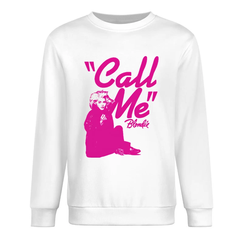 Vintage Pink "Call Me" Blondie Single Poster Male Pullover Sweatshirt