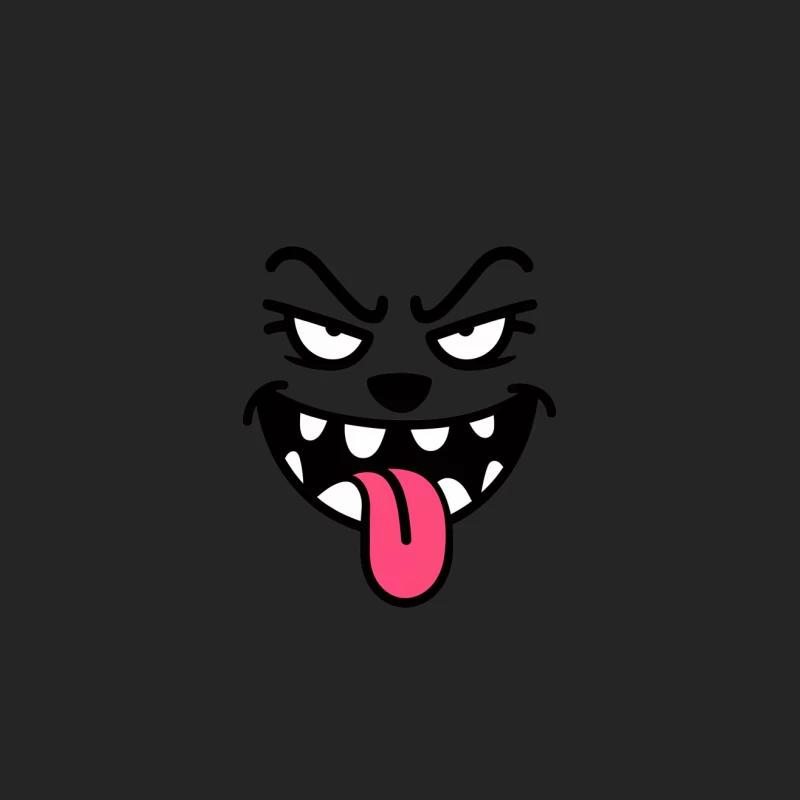 Mischievous Cartoon Face with Evil Grin and Pink Tongue Male Pullover Sweatshirt