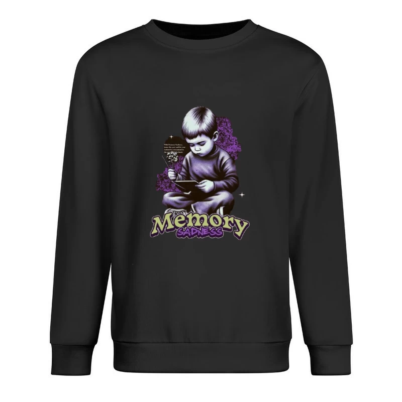 Nostalgic Memory and Sadness Artistic Illustration Male Pullover Sweatshirt