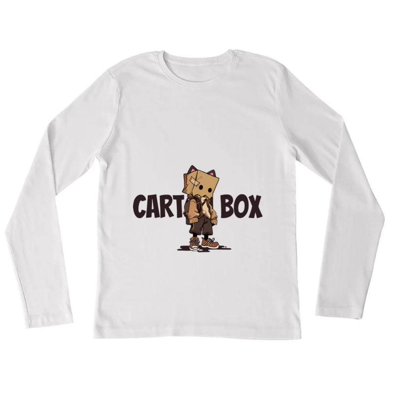 Cartoonfigur mit Pappkarton-Kopf Damen Langarm T-Shirt