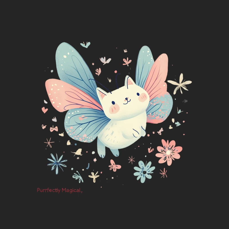 Magical Butterfly Cat: A Cute Pastel Fantasy Illustration Female Pullover Sweatshirt
