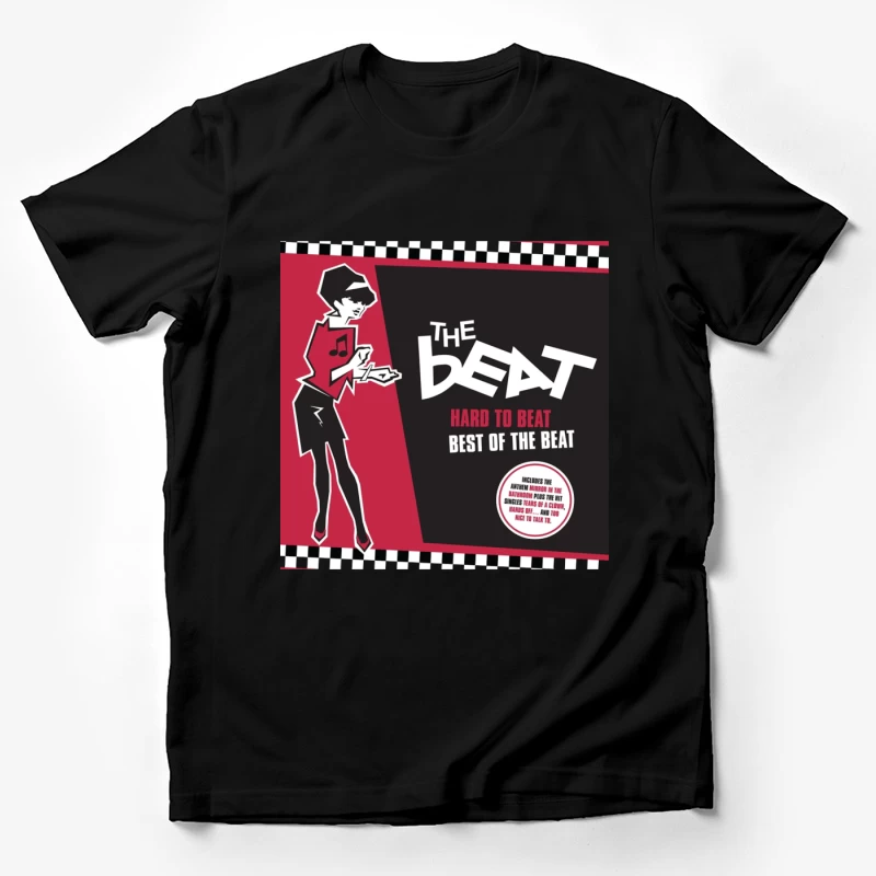 "Hard to Beat: Best of The Beat" Ska Music Album Cover with Red and Black Design Male T-Shirt