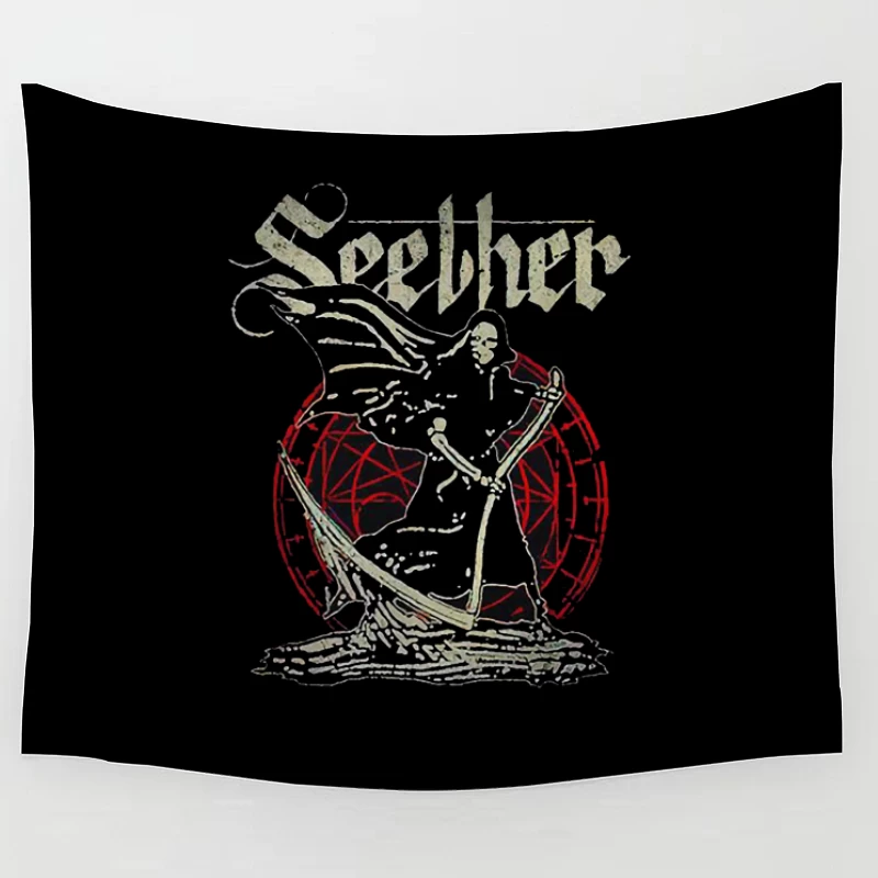 Gothic Skeleton Band Art - Seether Rock Metal Design Tapestry