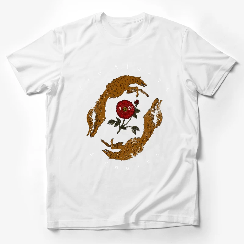 Art Symétrique avec Renards et Fleur Homme T-Shirt