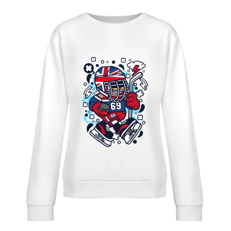 Hockey britannique avec mascotte énergique Femme Sweat-shirt à enfiler