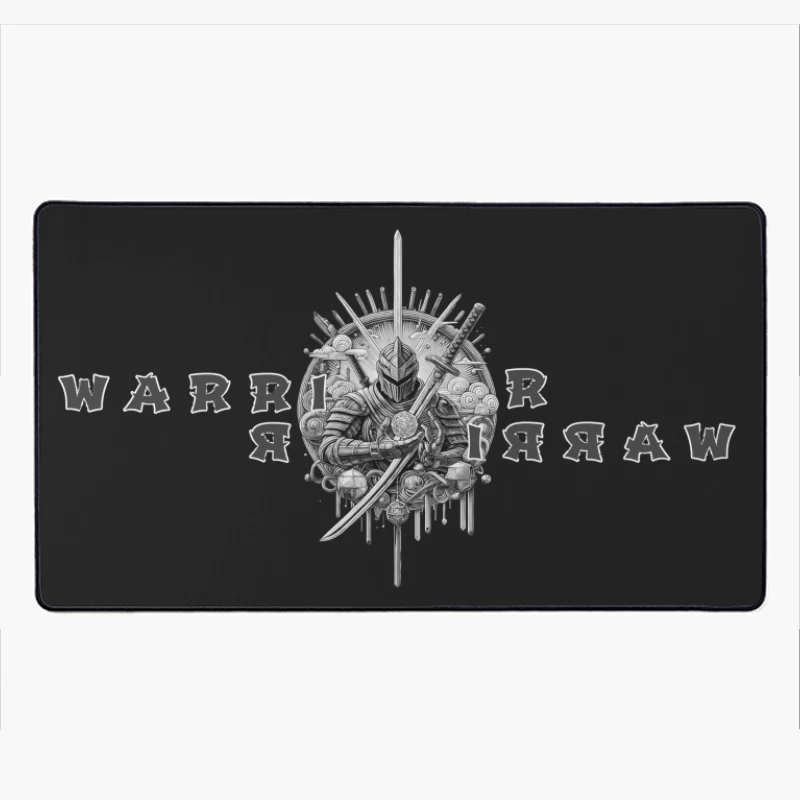 Medieval Knight Warrior Mirror Emblem Design Desk Mat