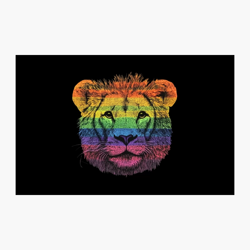 Rainbow Pride Lion: Colorful LGBTQ Artwork Illustration Travel Mug