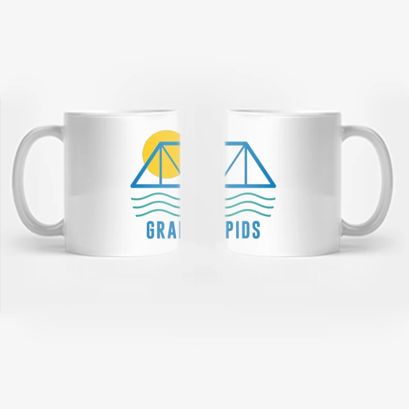 Grand Rapids City Logo with Bridge and Water Design Coffee Mug