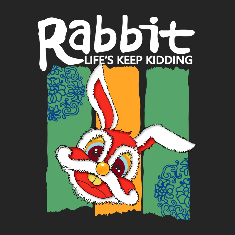 Fröhlicher roter Hase mit buntem Hintergrund Herren Pullover Sweatshirt
