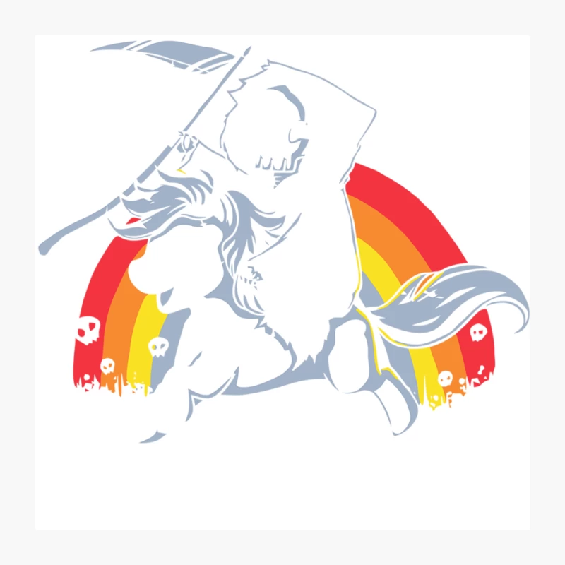 Colorful Cartoon Grim Reaper with Rainbow Pin