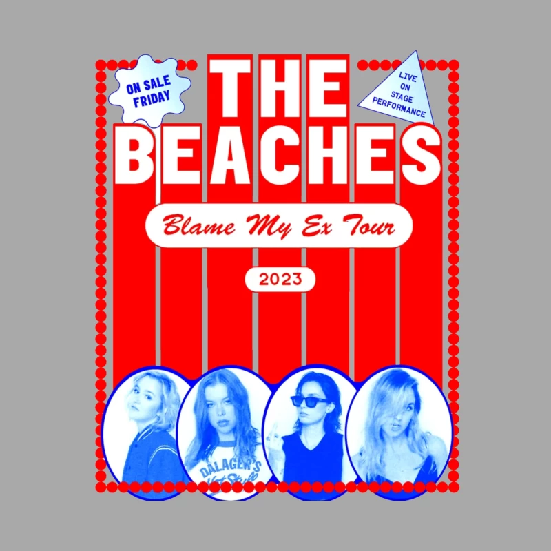 The Beaches 'Blame My Ex' 2023 Tour Retro-Style Concert Poster Female Pullover Hoodie