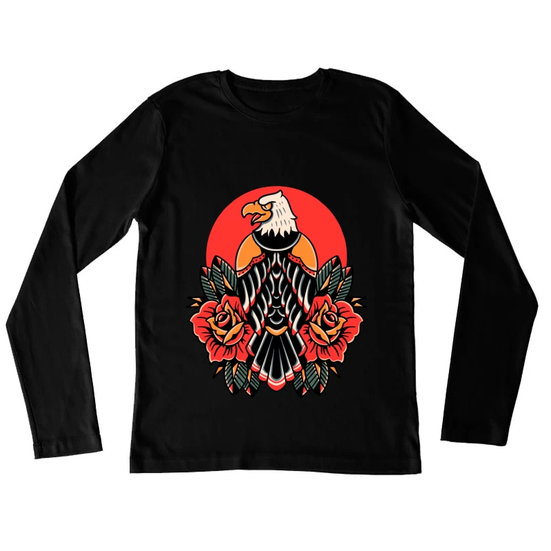 Eagle and Roses Tattoo Art Female Long Sleeve T-Shirt