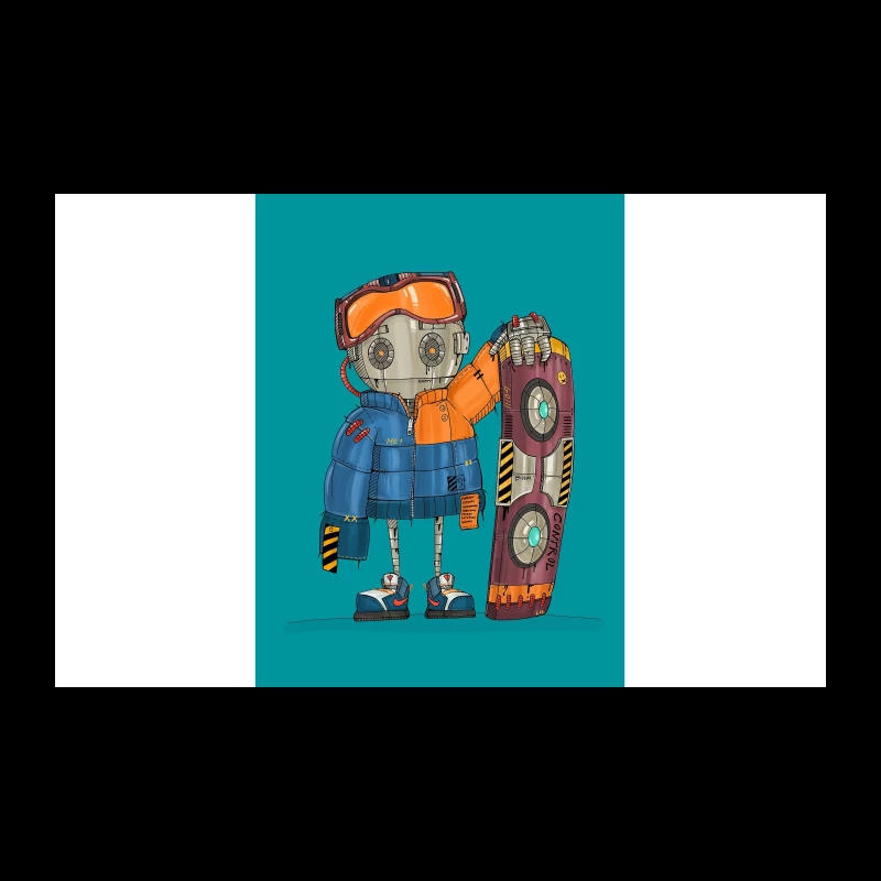 Cute Robot Skater with Futuristic Board Travel Mug