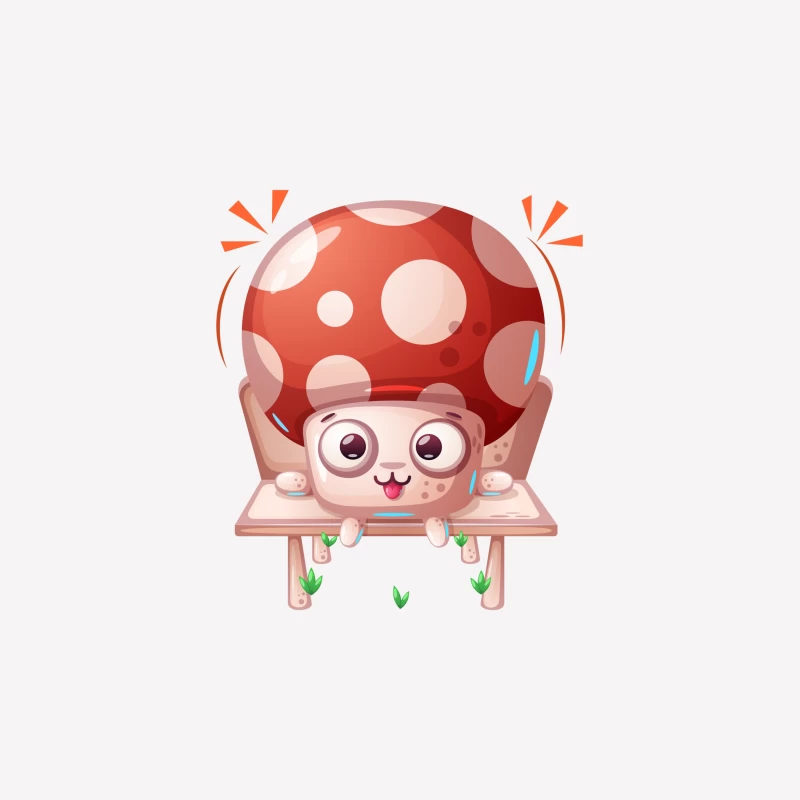 Dessin mignon de champignon avec visage joyeux Femme T-Shirt