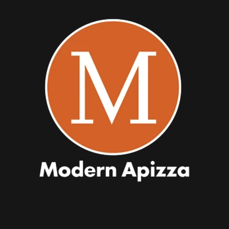 Modern Minimalist Orange Circle M Logo for Apizza Restaurant Male T-Shirt