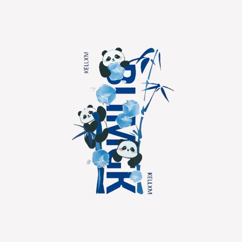 Pandas avec art de bambou bleu Femme T-Shirt
