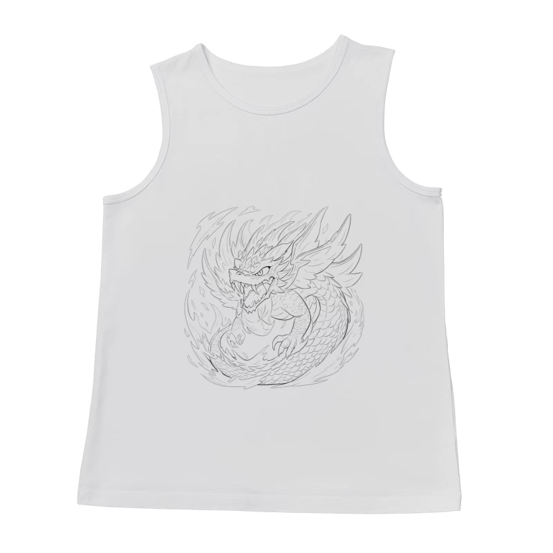 Fierce Dragon Breathing Flames Male Tank Top