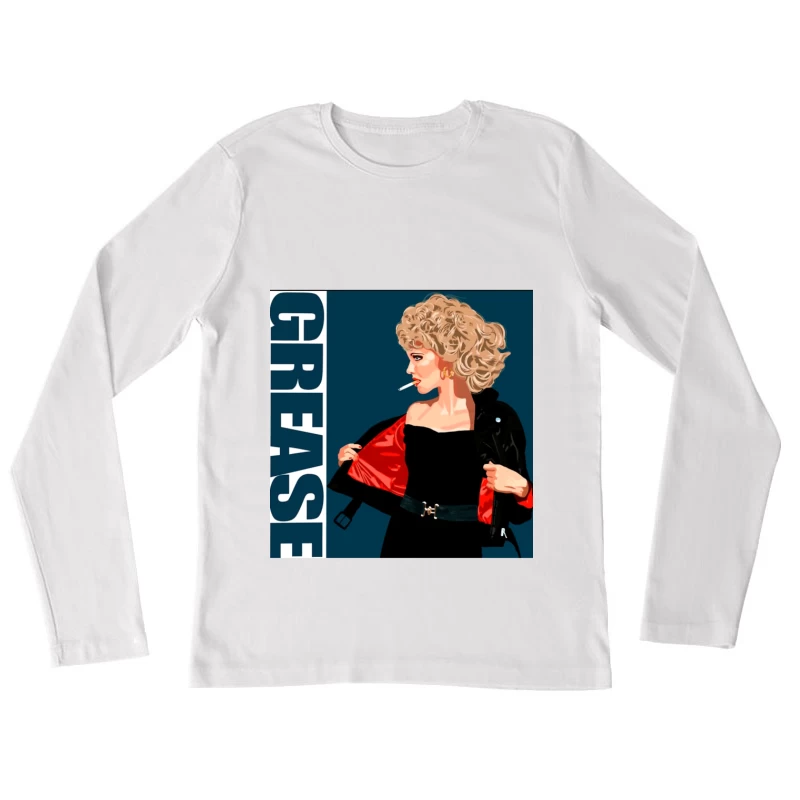 Vintage-Style Movie Musical Fashion Illustration Female Long Sleeve T-Shirt