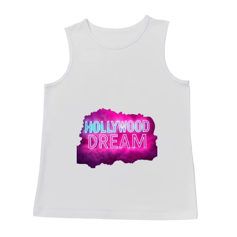 Neon Hollywood Dream Sign with Pink Cloud Background Male Tank Top