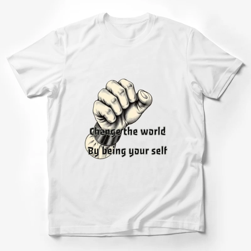 Empowering Motivational Art: Raised Fist with Self-Expression Message Male T-Shirt