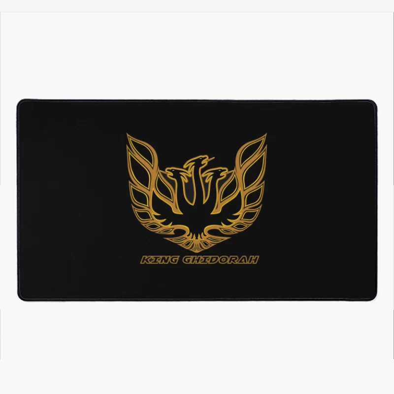 Black and Gold Phoenix King Ghidorah Emblem Logo Desk Mat