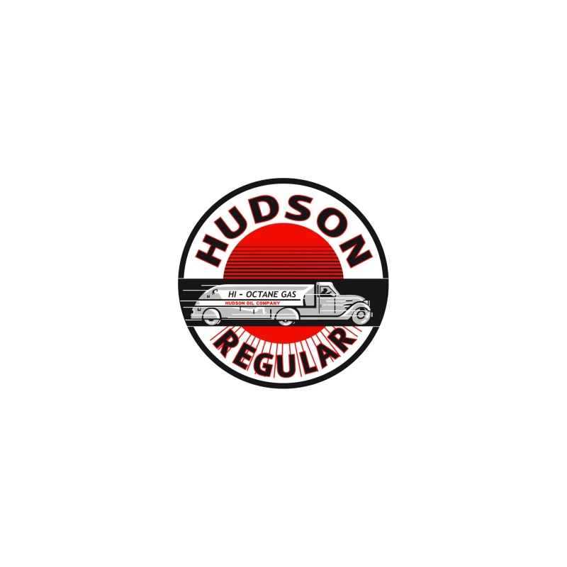 Vintage Hudson Regular Gas Station Logo with Art Deco Fuel Truck Design iPhone Case