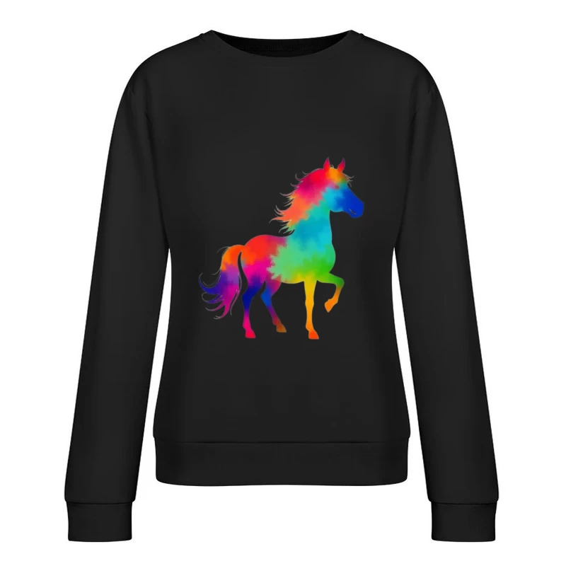 Colorful horse Silhouette Female Pullover Sweatshirt