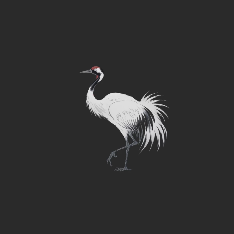 Graceful White Crane Illustration: Wildlife in Nature Baseball Cap