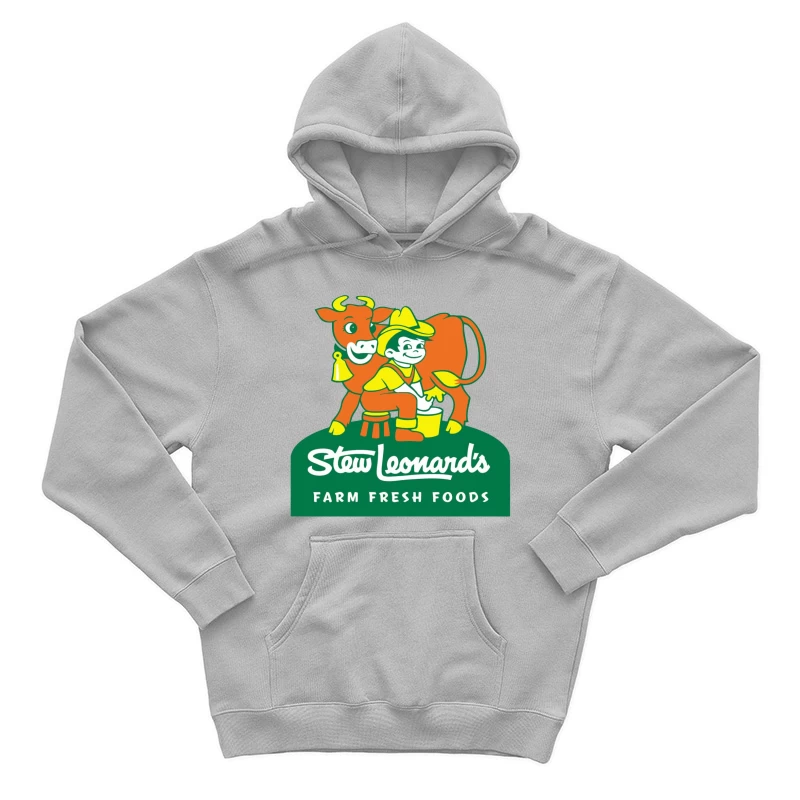 Stew Leonard's Vintage Farm Fresh Foods Logo with Cartoon Cow Male Pullover Hoodie