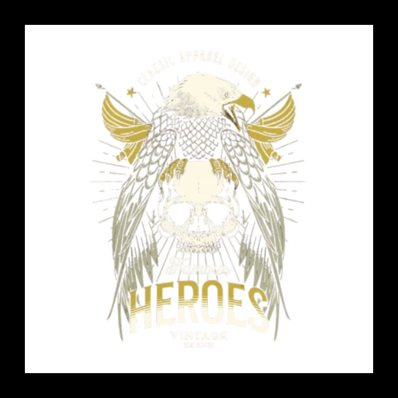 Heroic Eagle Skull with Golden Wings Vintage Design Pin